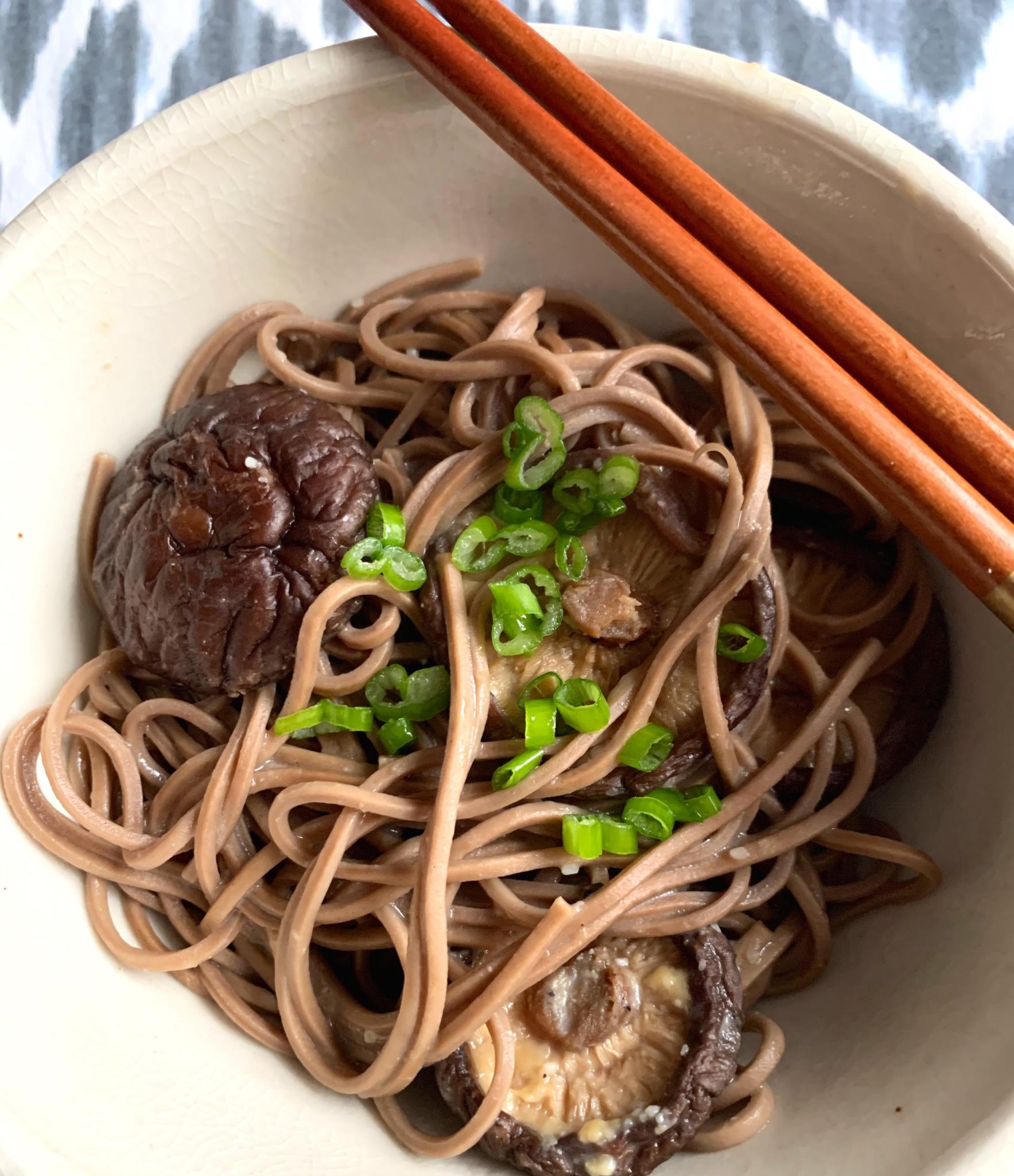 Shiitake, Soba Noodles and Miso Bowl Kidney Kitchen