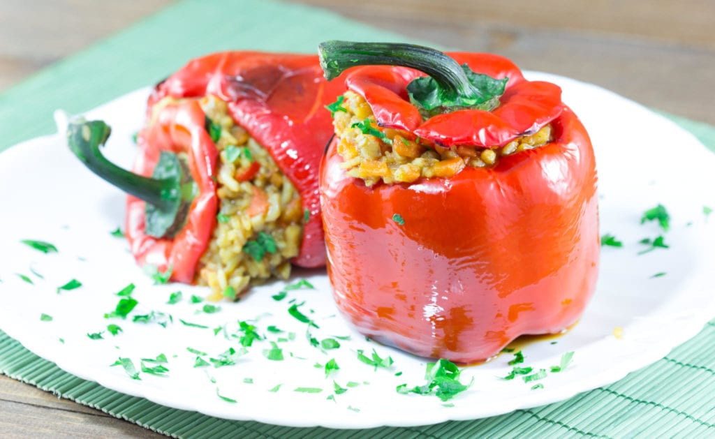 Collard and Rice Stuffed Red Peppers – Kidney Kitchen